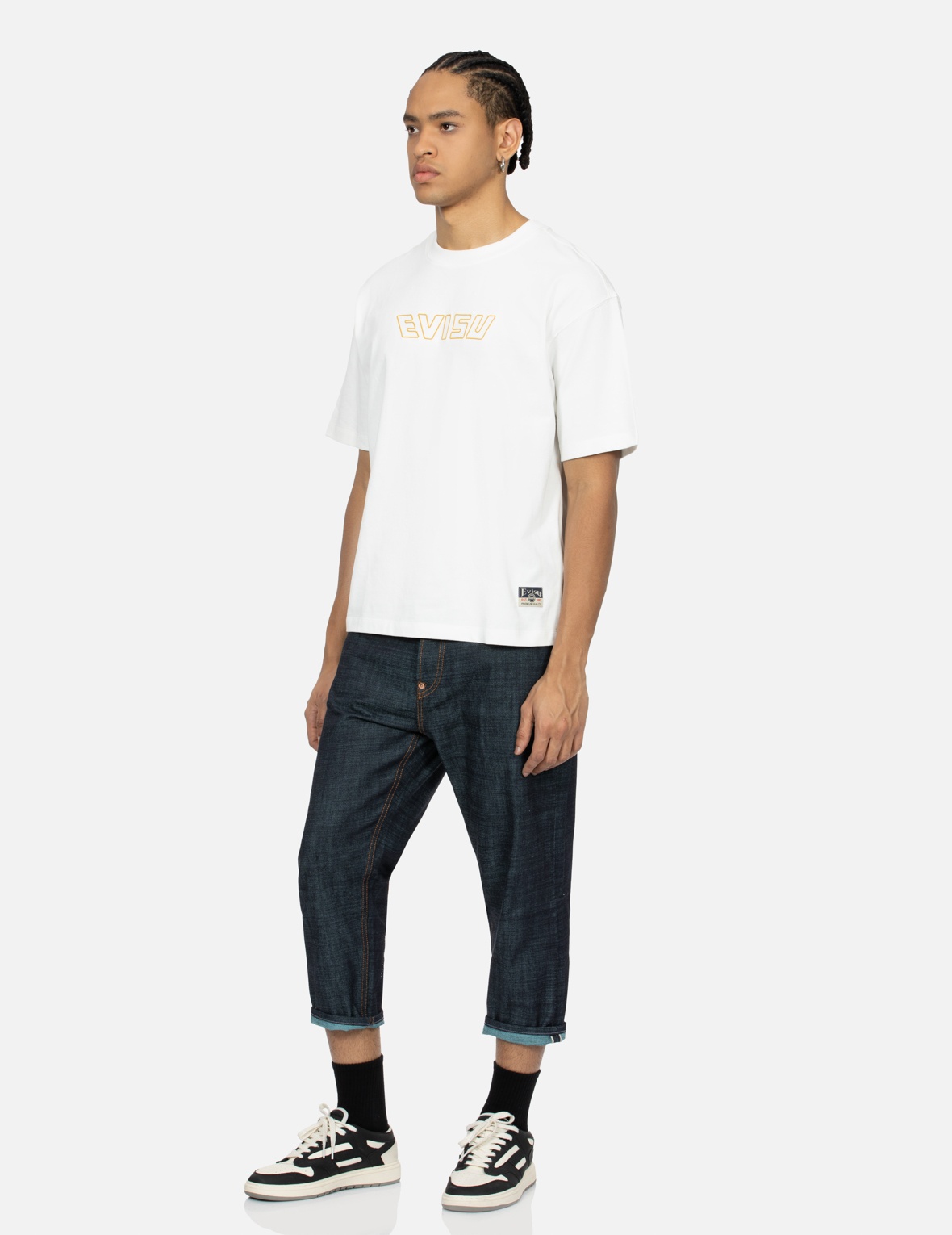 KOI EMBROIDERY AND BRUSHSTROKE DAICOCK PRINT CROPPED JEANS #2027 - 4