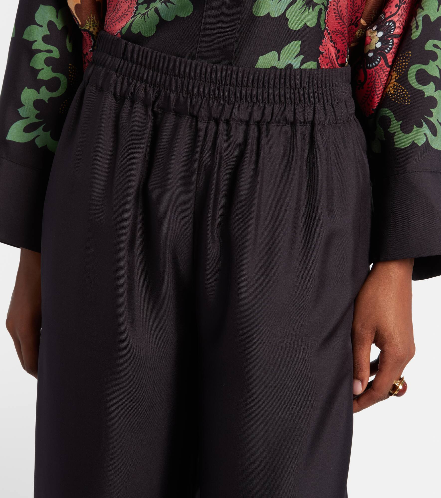 Printed silk twill palazzo pants - 4