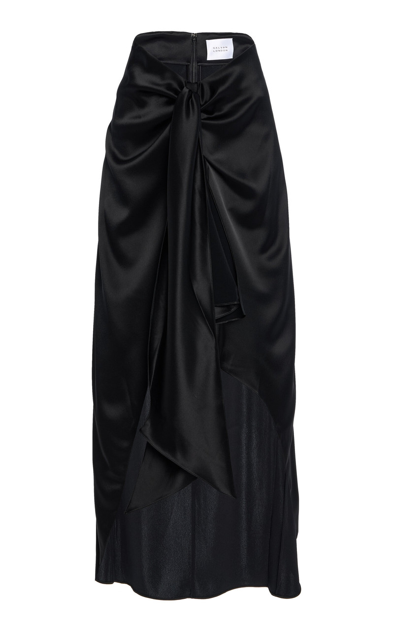 De Lovie Satin Maxi Wrap Skirt black 1