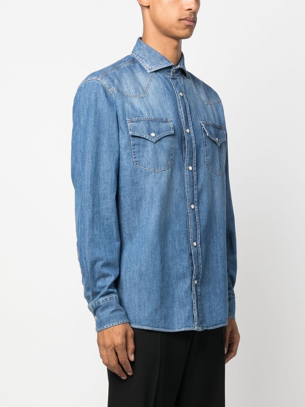button-up cotton denim shirt - 3