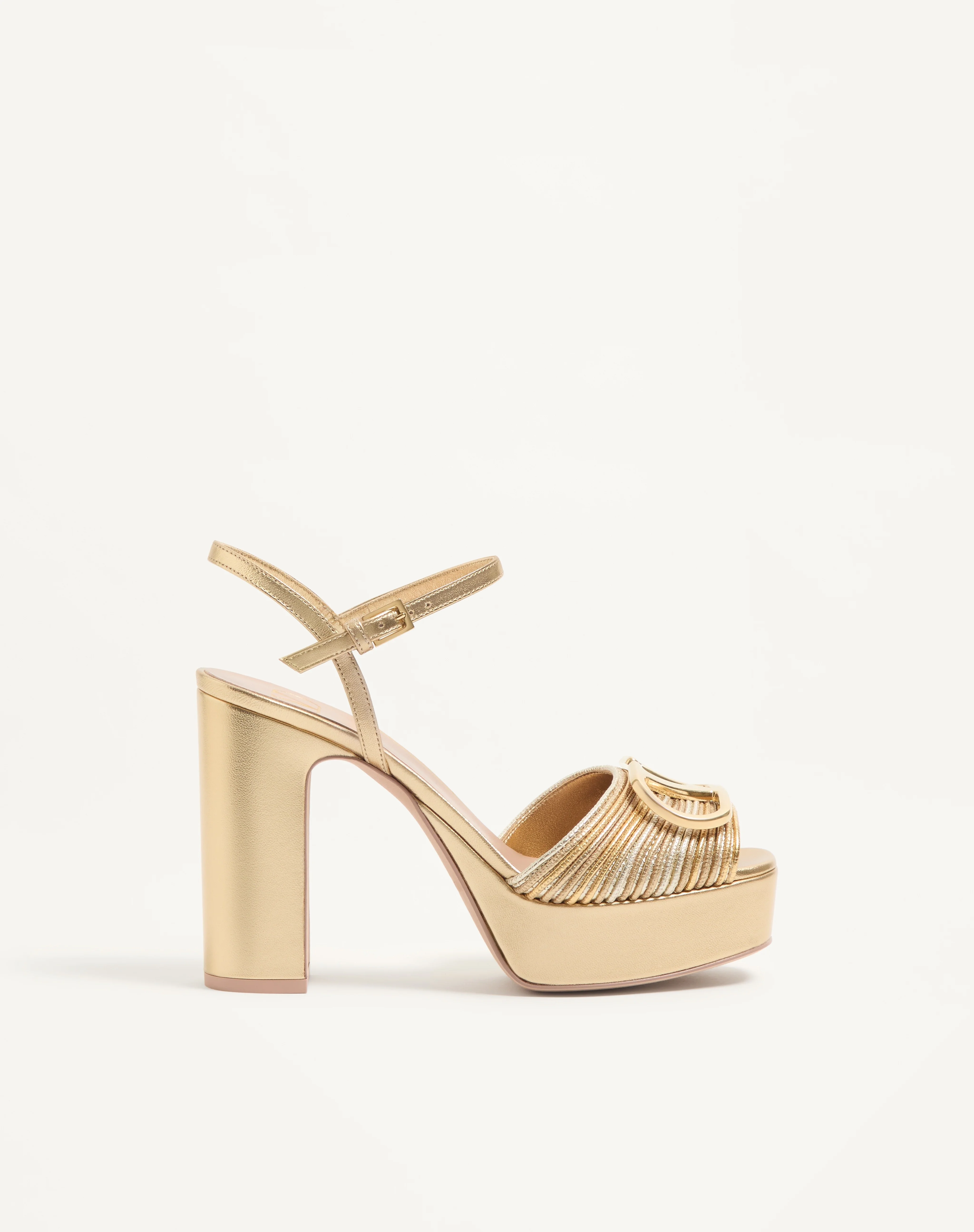 VLOGO SIGNATURE METALLIC PLATFORM SANDAL WITH CORNELY EMBROIDERY 115MM - 1