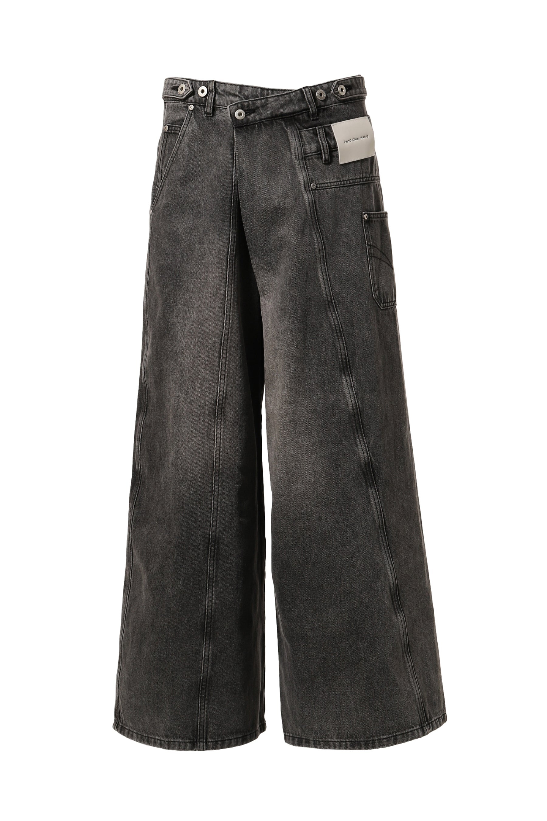 Feng Chen Wang パネルデザイン ジーンズ FENG CHEN WANG ASYMETRIC WIDE LEG JEANS WITH PANEL REMAKE