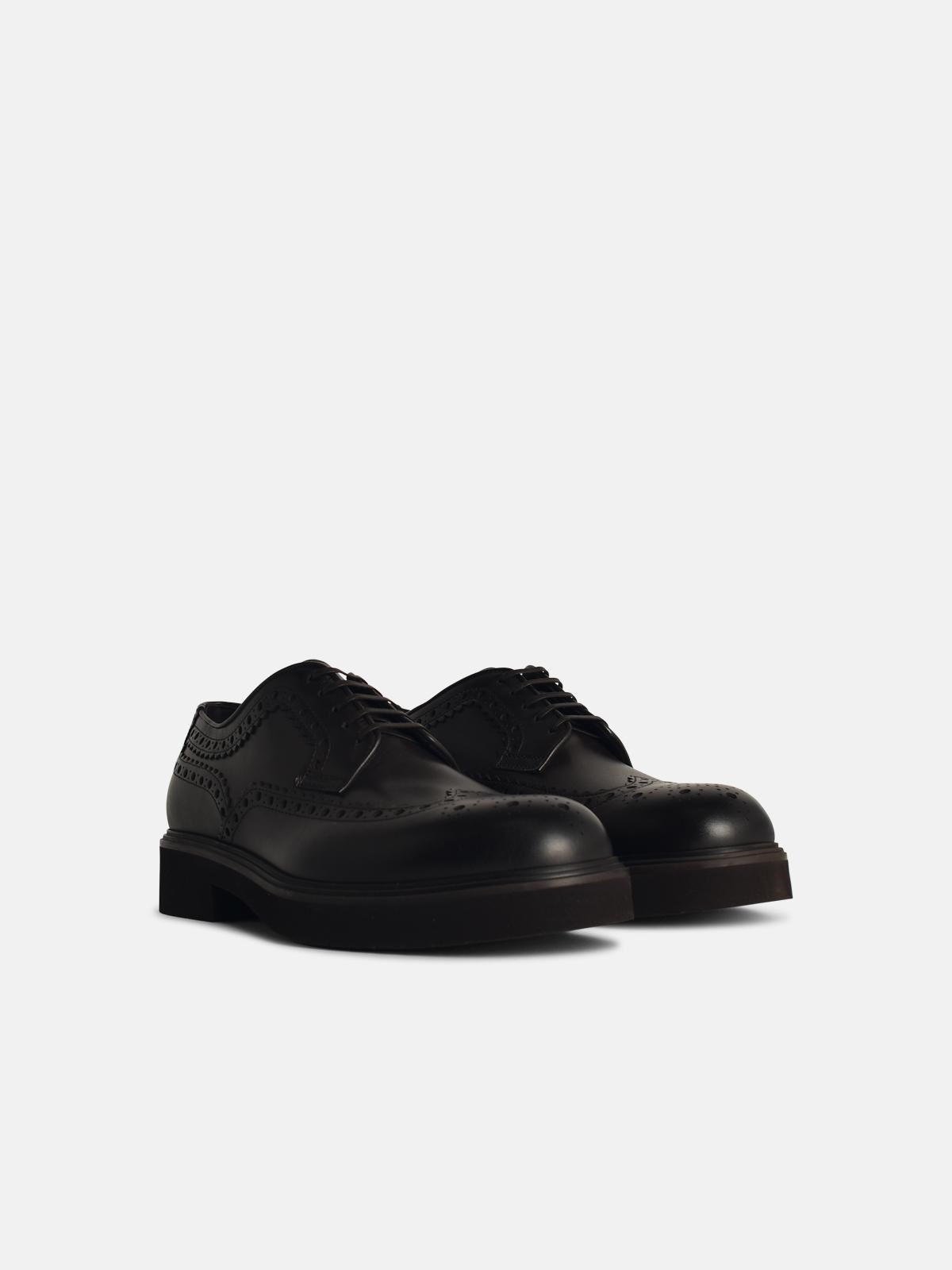 FERRAGAMO FIRE SCARPA IN DARK BROWN LEATHER REVERSIBLE