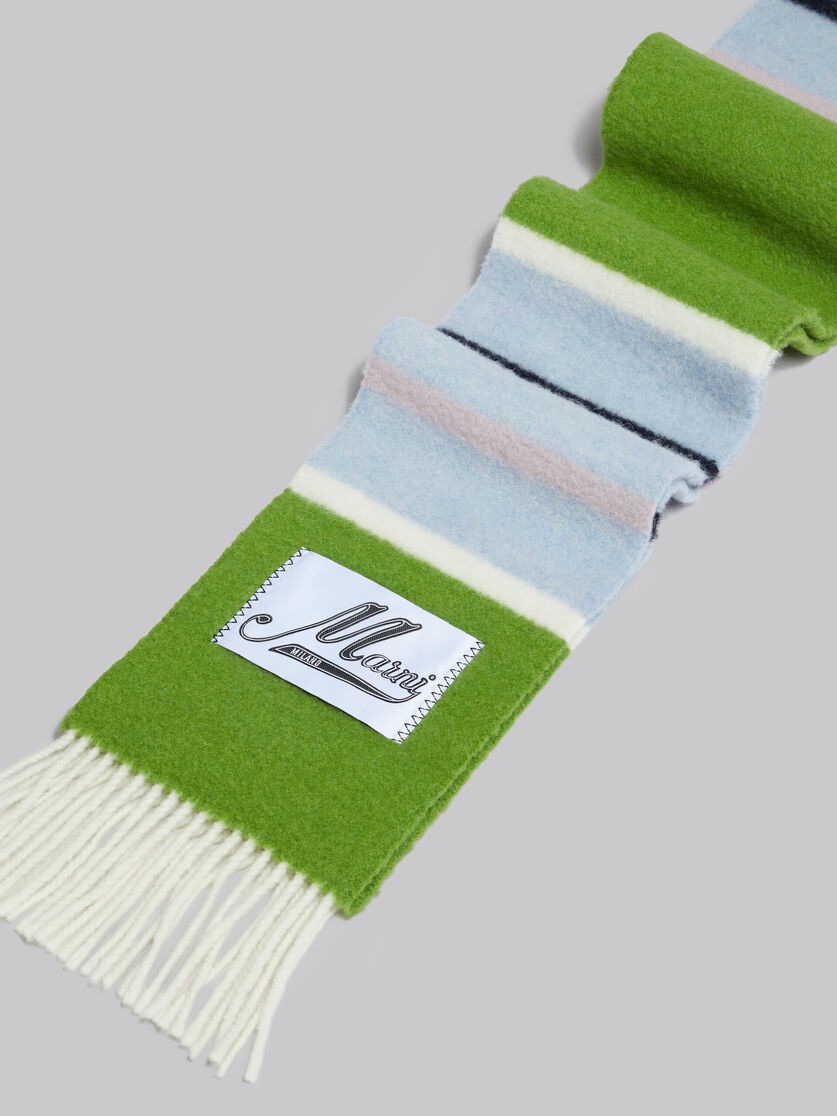 GREEN STRIPED ALPACA AND WOOL SCARF - 3