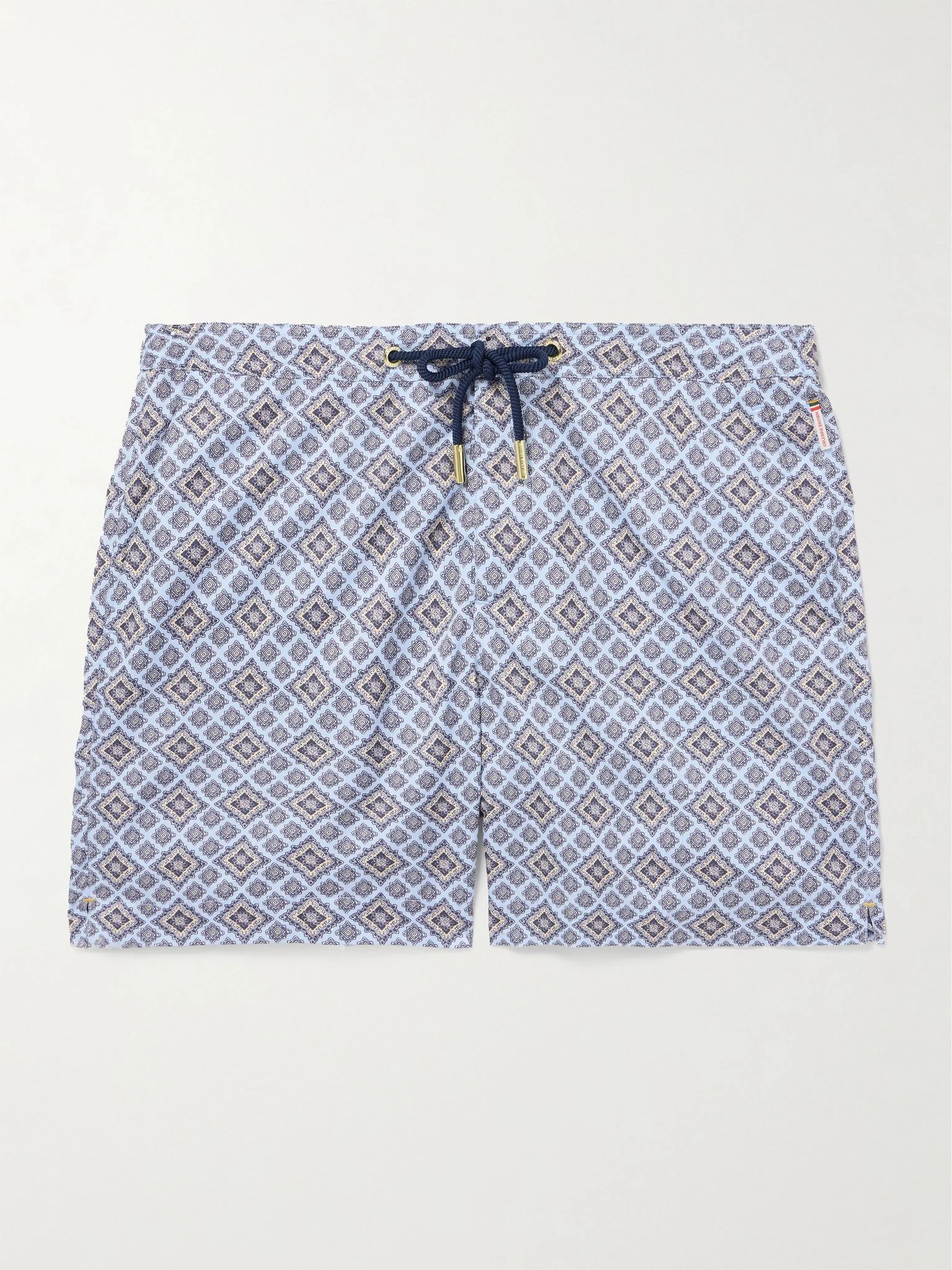 Bulldog Straight-Leg Mid-Length Printed Recycled Swim Shorts Blue - 1