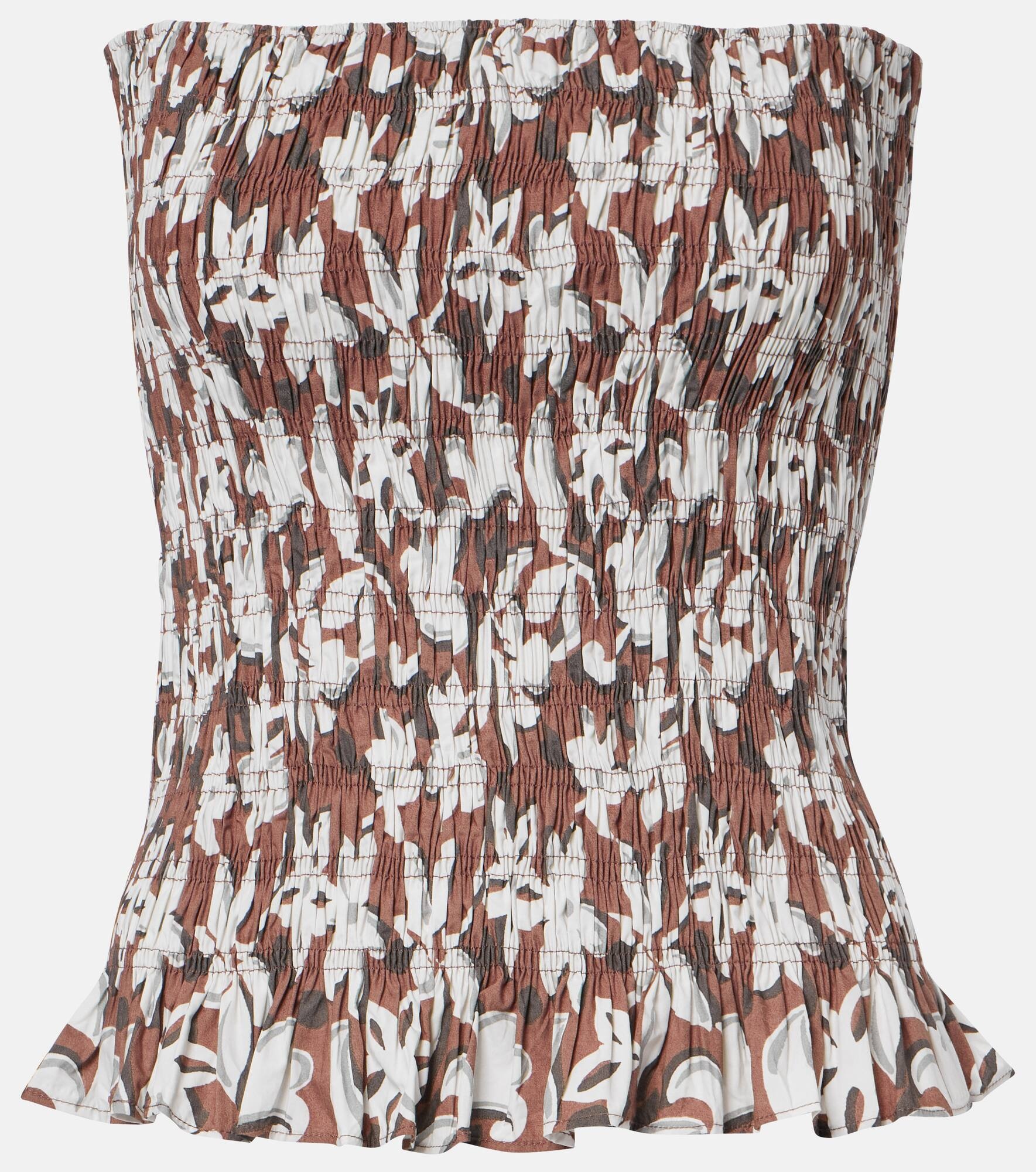 Lucie floral shirred cotton bandeau top - 1