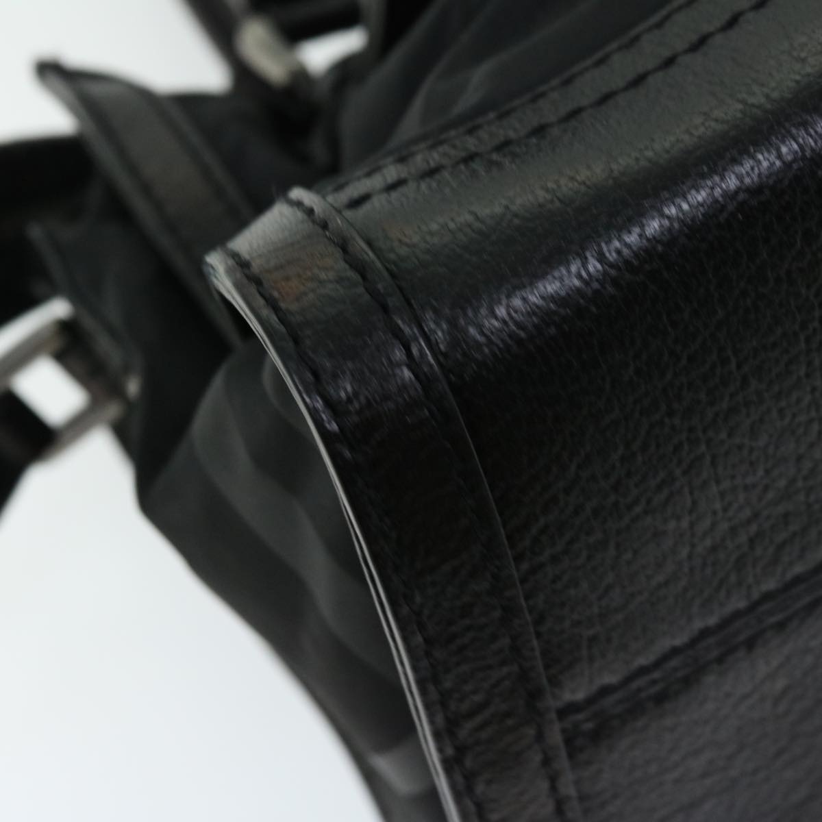 Burberry Hand Bag Nylon Leather Black - 13