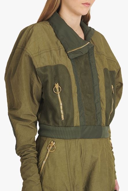 Khaki nylon cargo jumpsuit - 8
