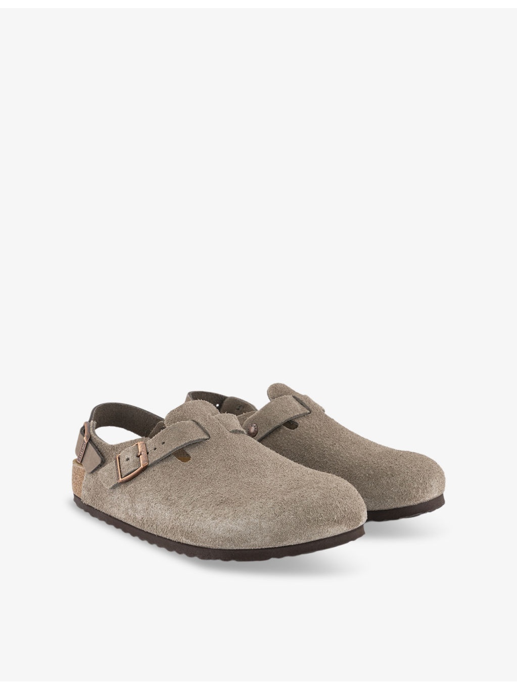 Tokio logo-embossed flat suede clogs - 3