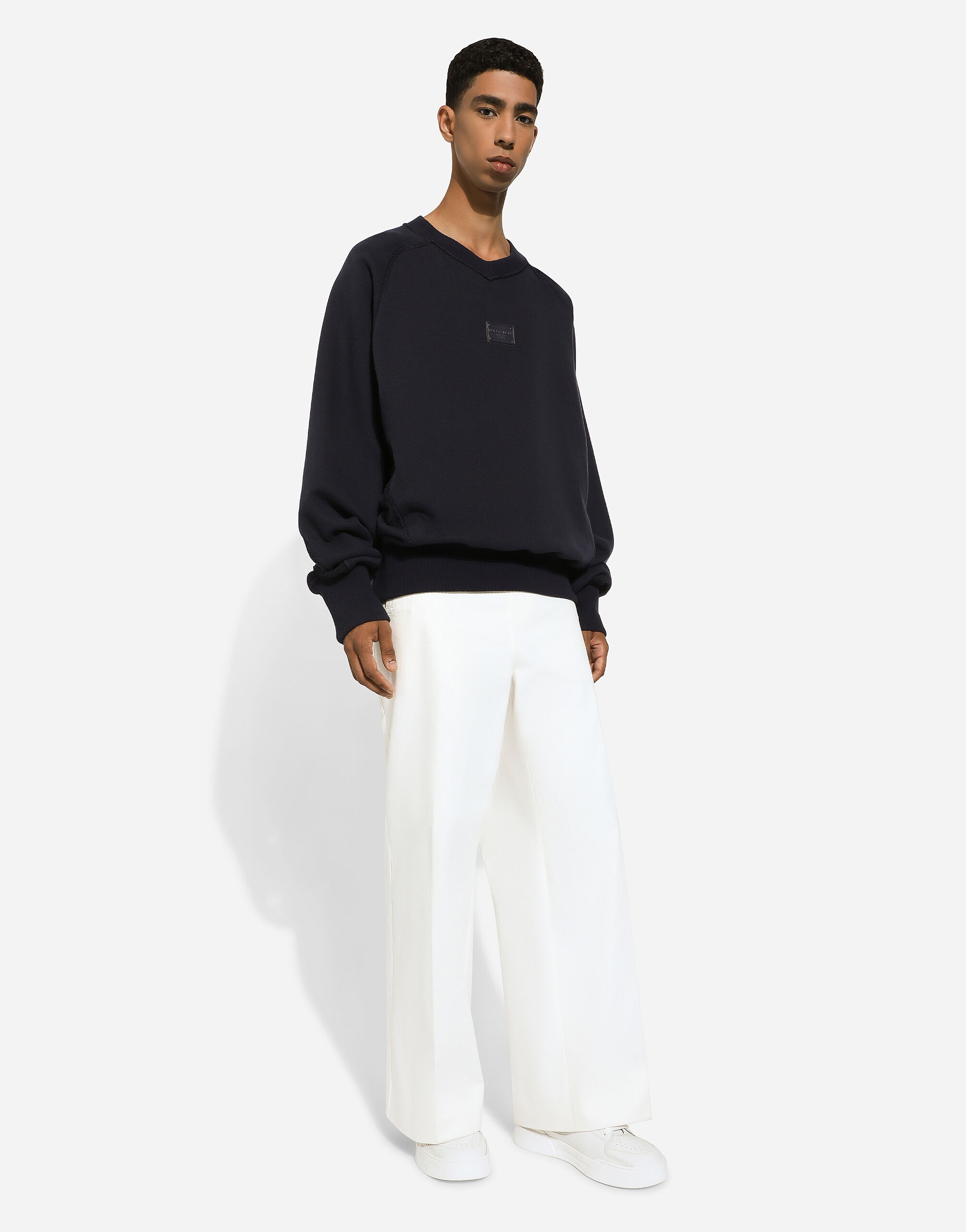 Round-neck sweatshirt with Dolce&Gabbana logo tag - 5