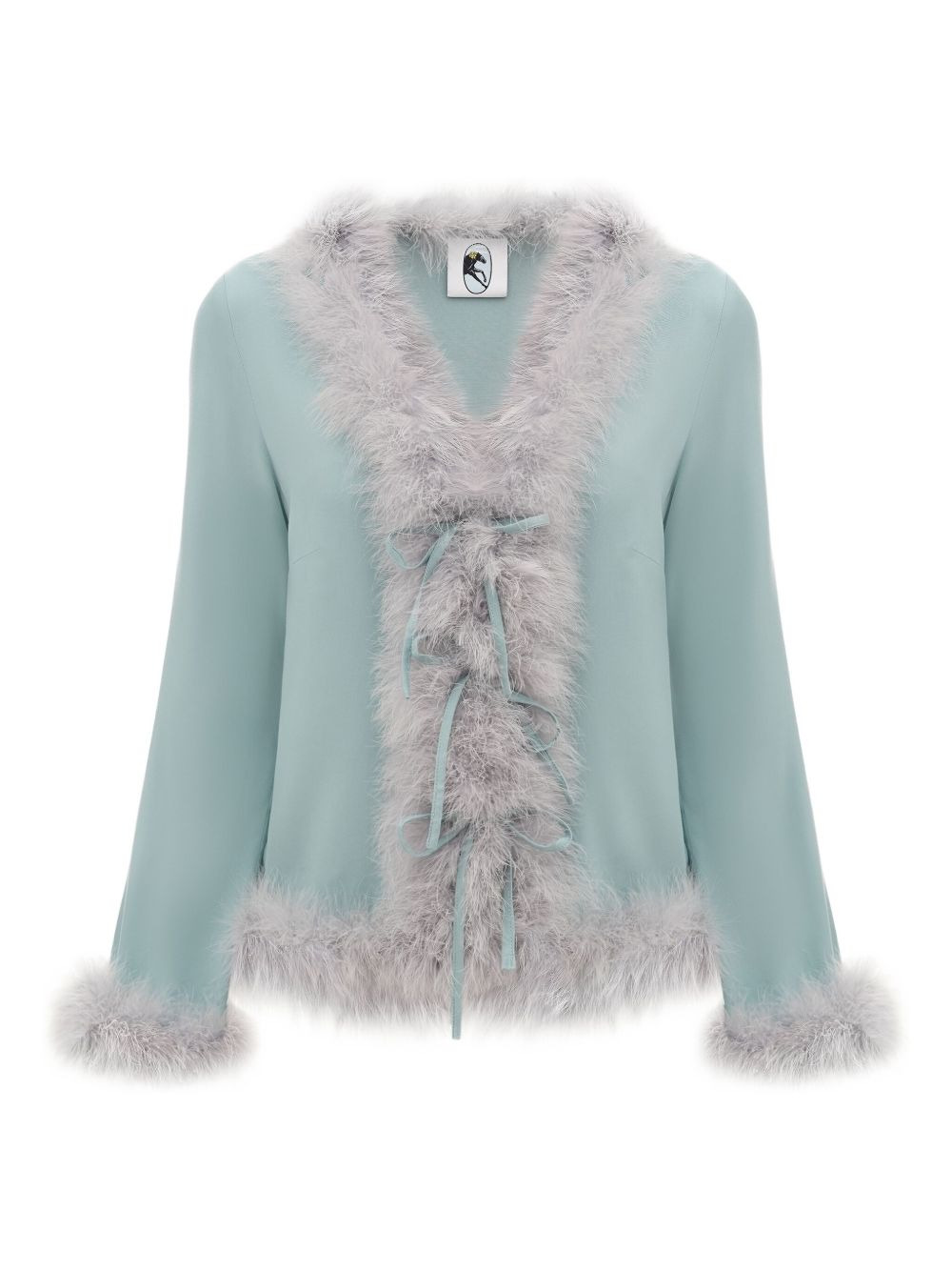 Venus in Love Blouse with Feathers in Dove Blue - 1