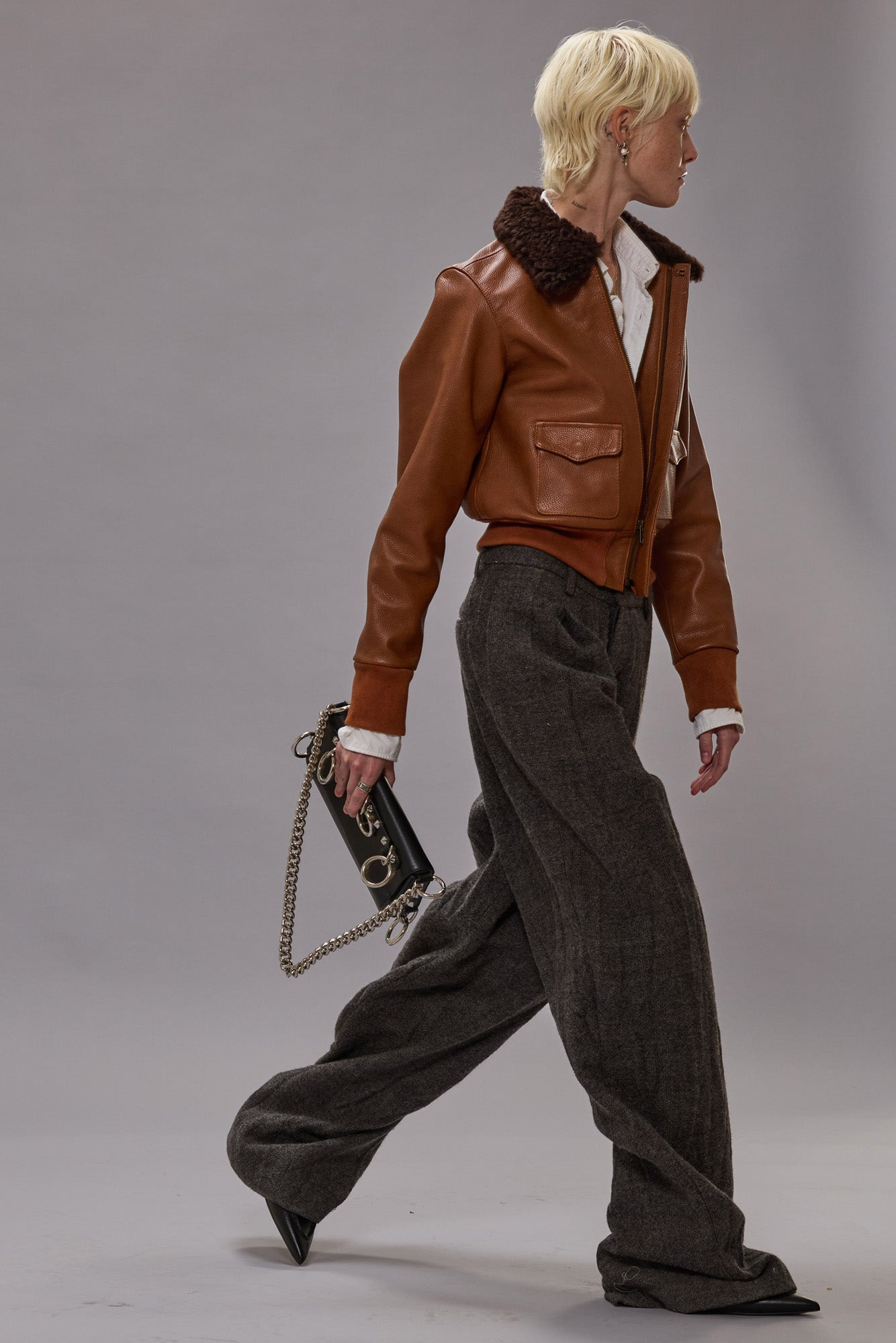 CROPPED SHRUNKEN ZIP-UP BOMBER - 2