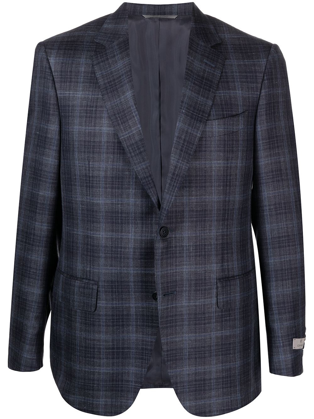 checked single-breasted blazer - 1