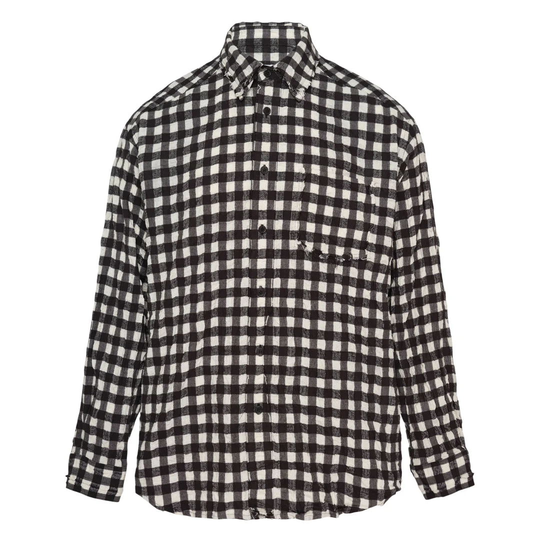 Long Sleeve Crinkled Check Shirt - 1