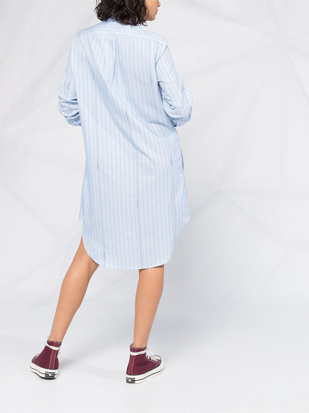pinstriped buttoned shirt dress - 6