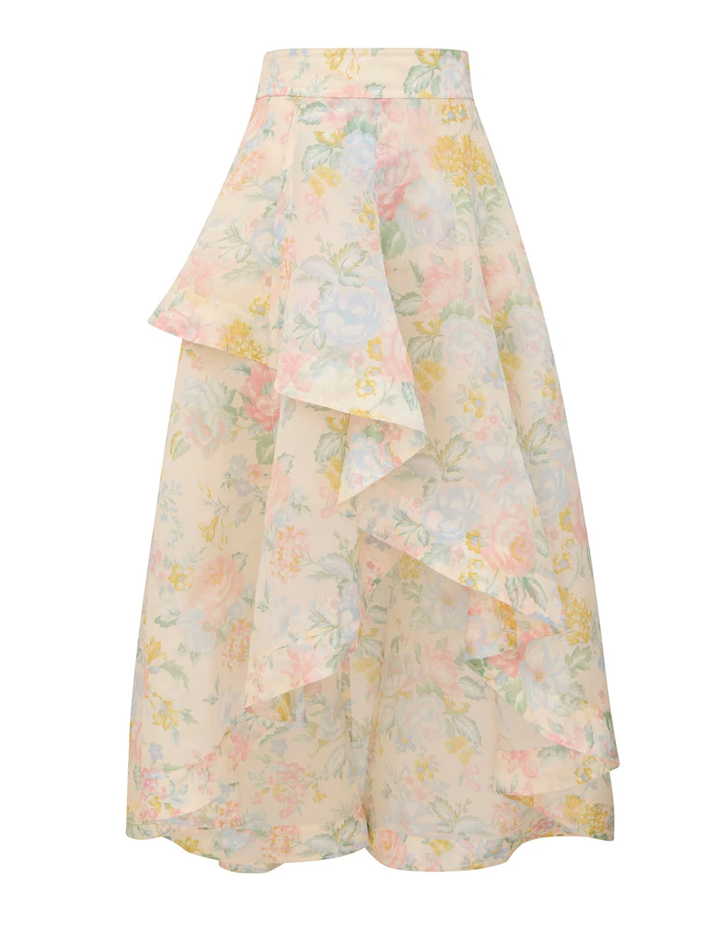CLASH FLORAL PEPLUM MIDI SKIRT - 1