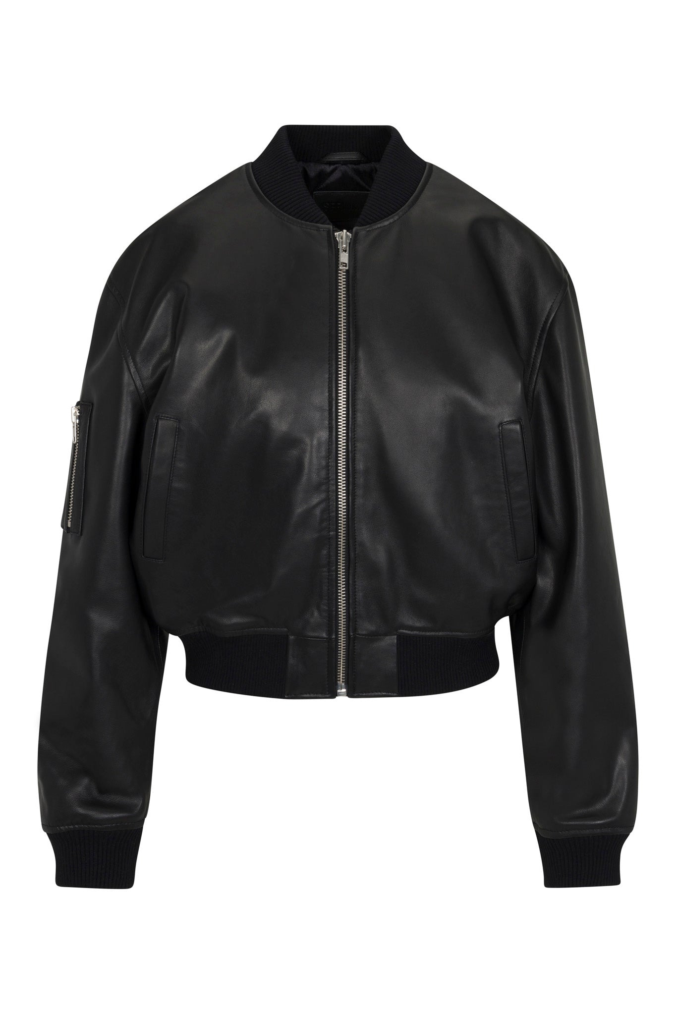 BLACK LEATHER CLASSIC BOMBER - 7