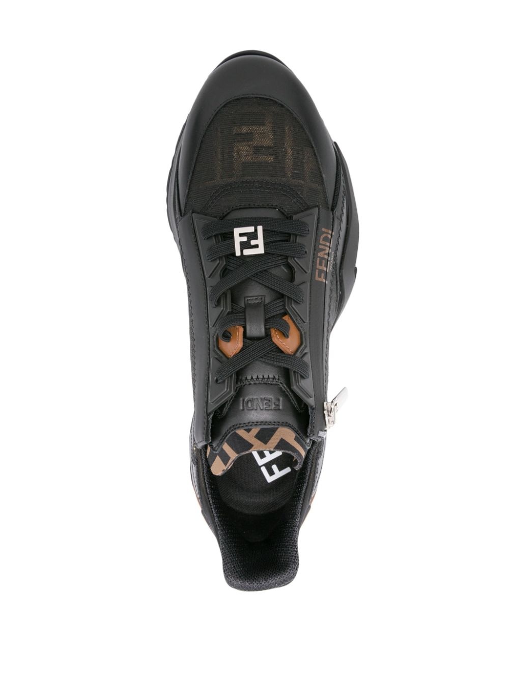 Flow FF-jacquard leather sneakers - 4