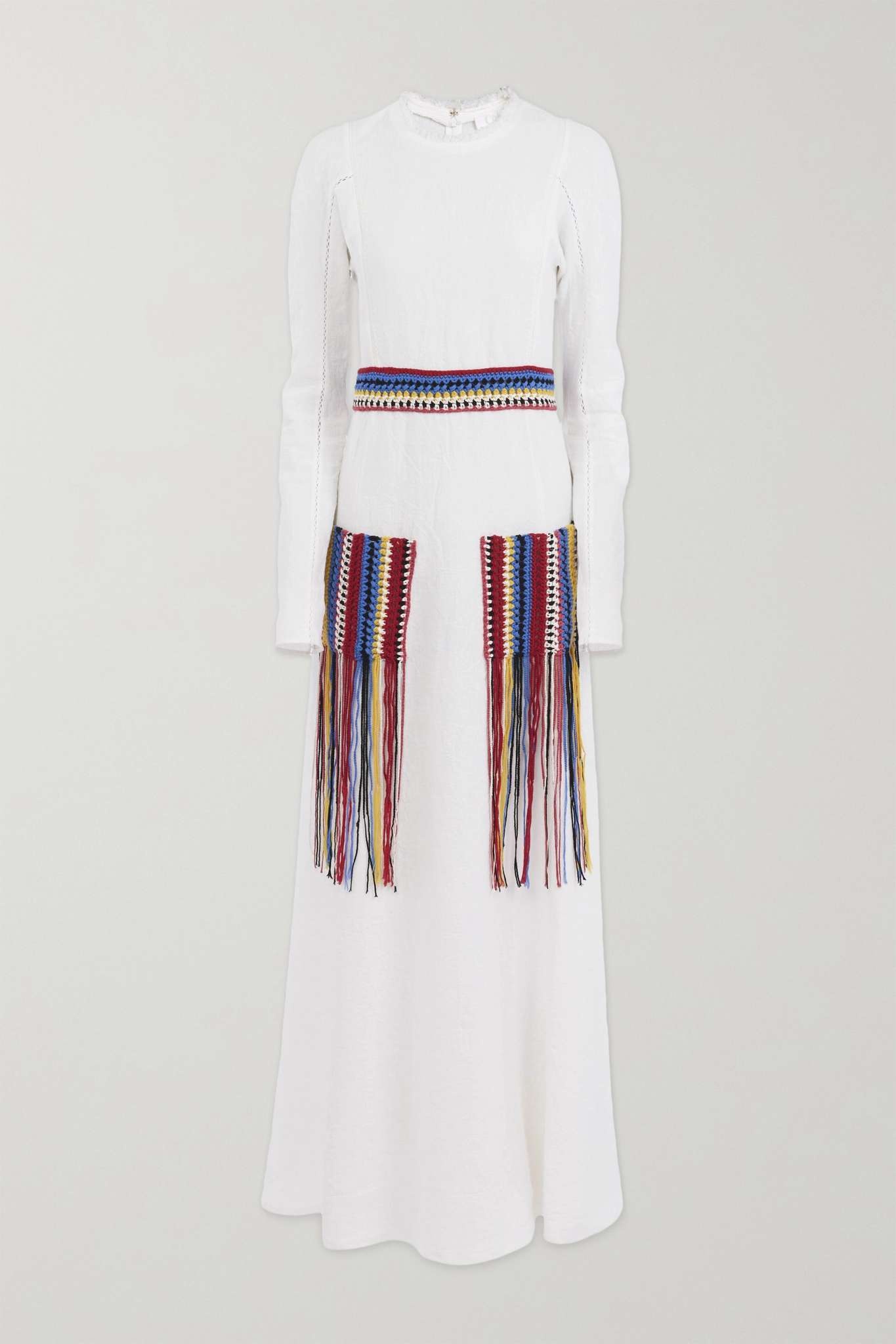 Crochet-trimmed washed-linen maxi dress - 1