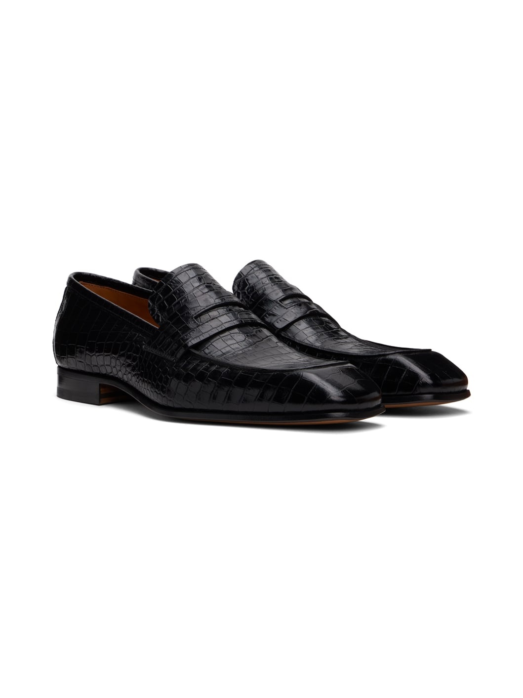 Black Croc Bailey Loafers - 4