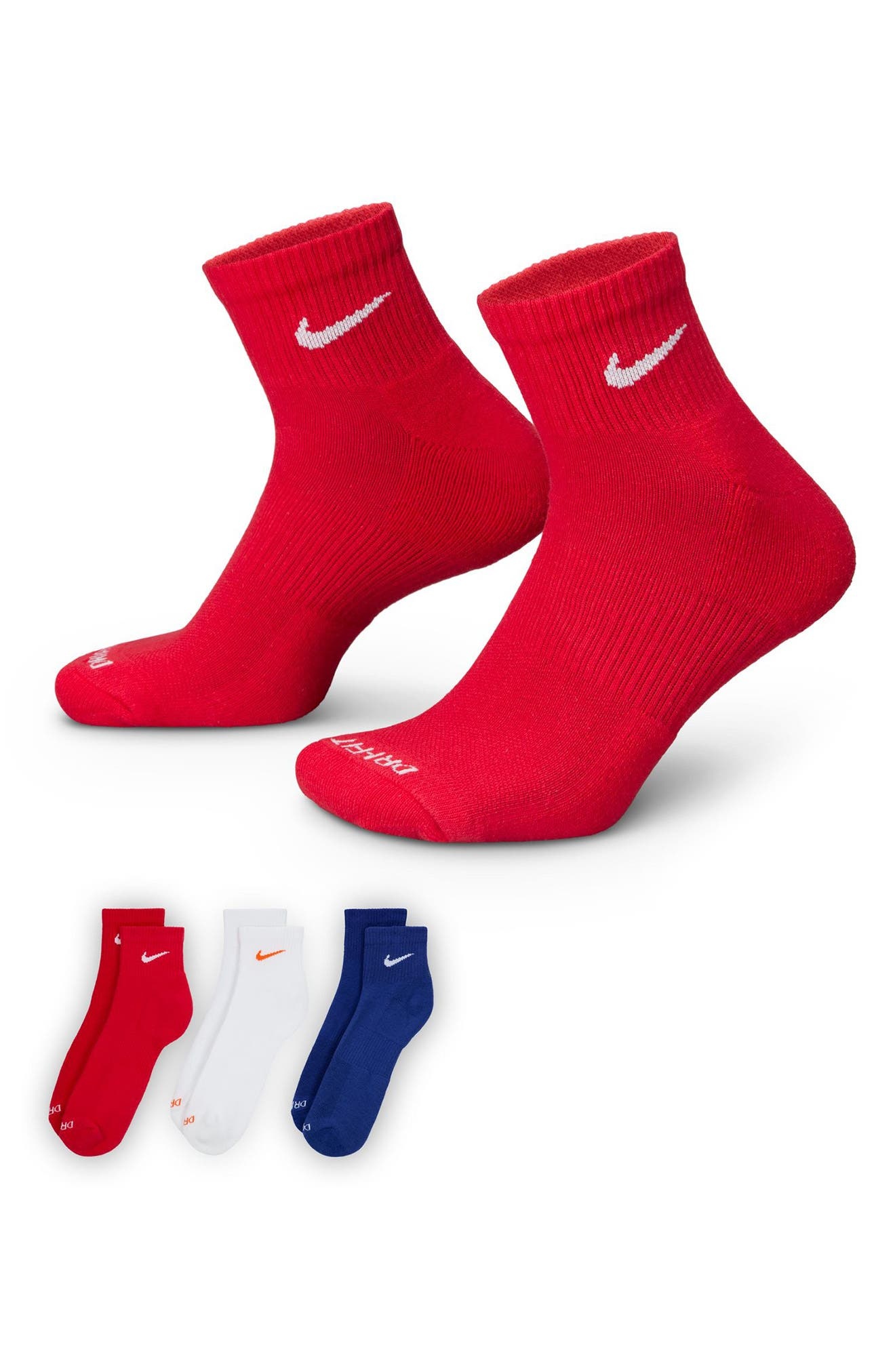 Nike Dri-FIT Everyday Plus 3-Pack Cushioned Training Ankle Socks in White Multi-Color at Nordstrom - 4