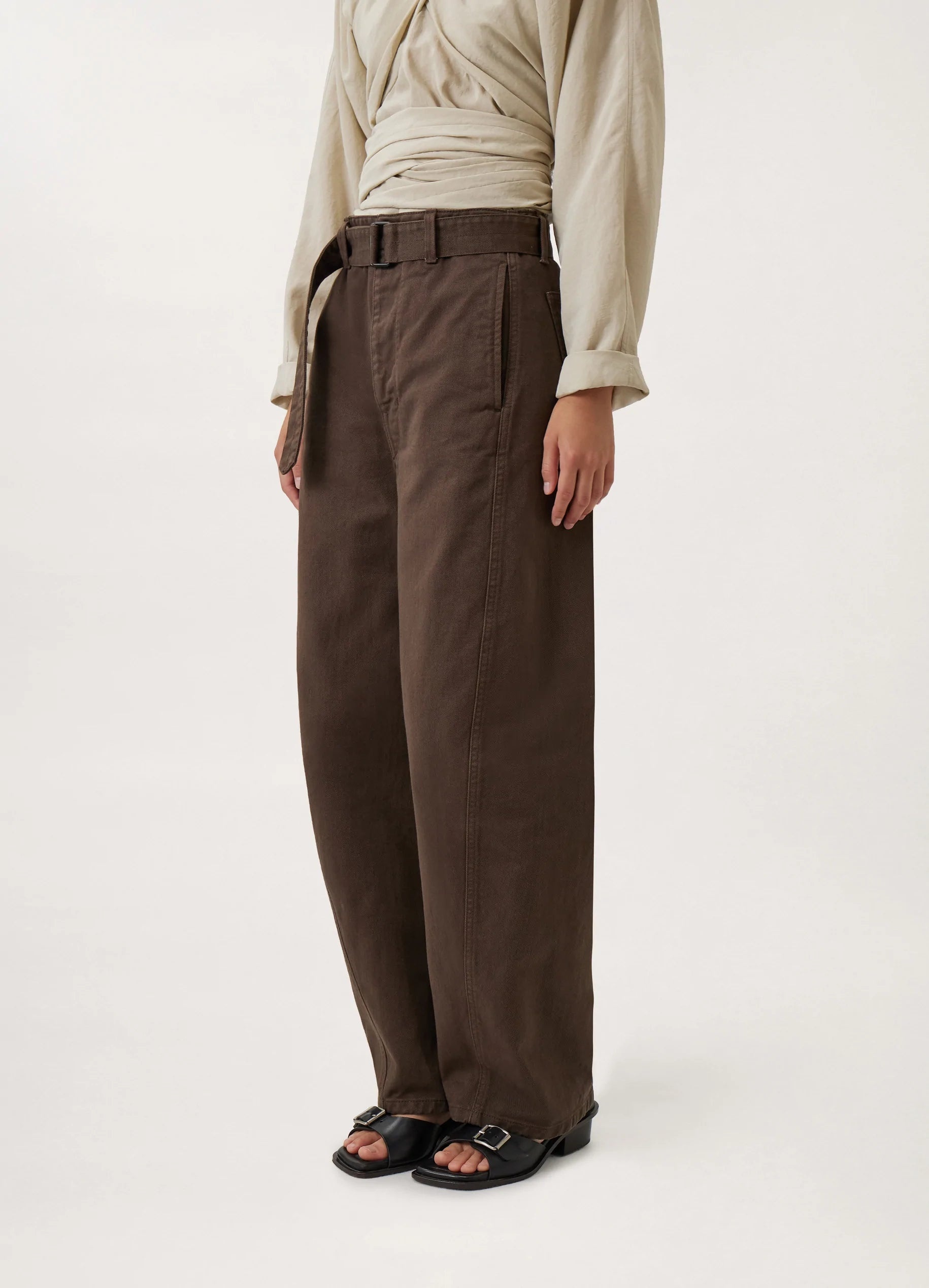 TWISTED BELTED PANTS
GARMENT DYED DENIM - 7