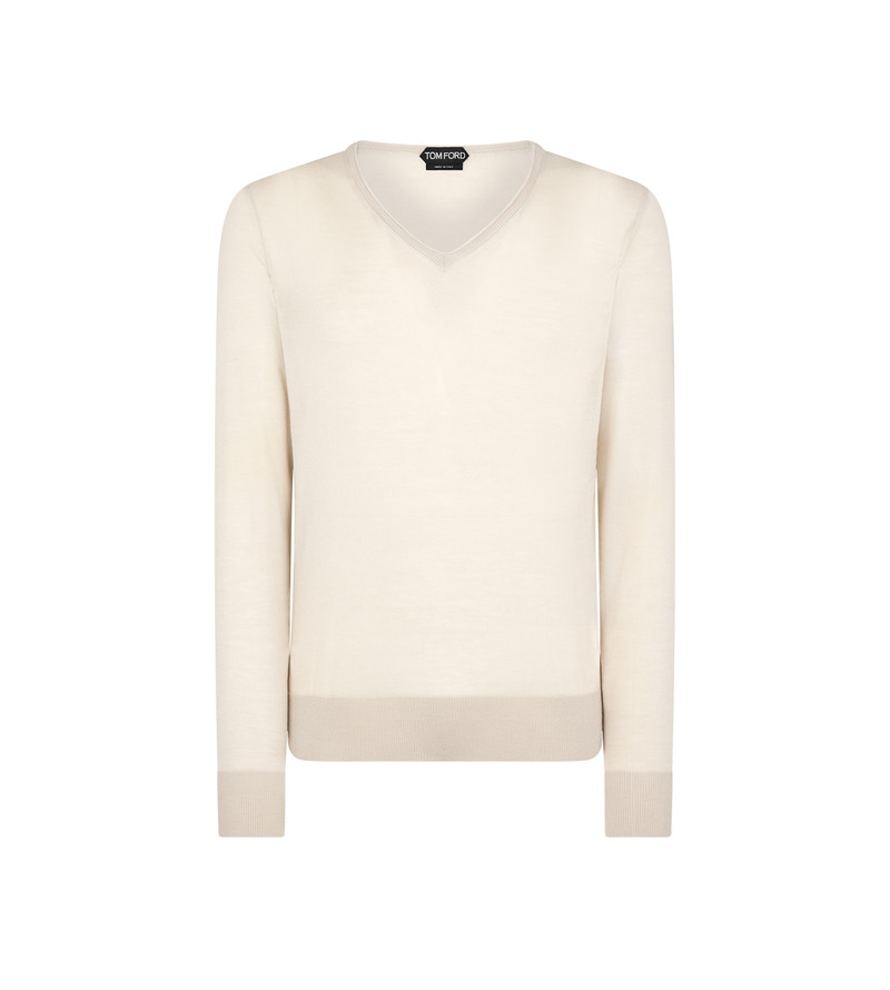 SILK CASHMERE V NECK SWEATER 1
