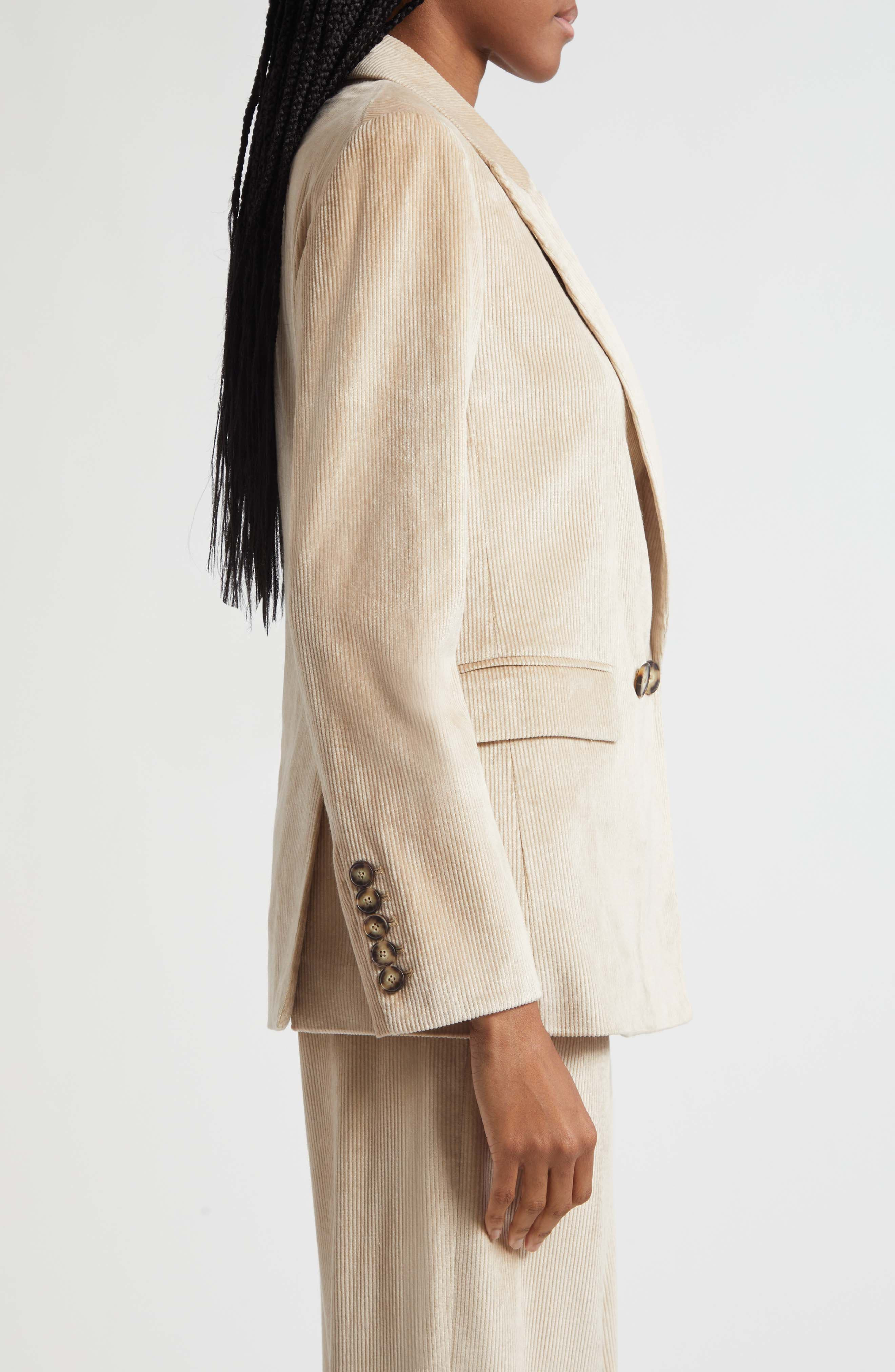 Veronica Beard Sevyn Corduroy Double Breasted Dickey Jacket in Heathered Sand at Nordstrom - 6