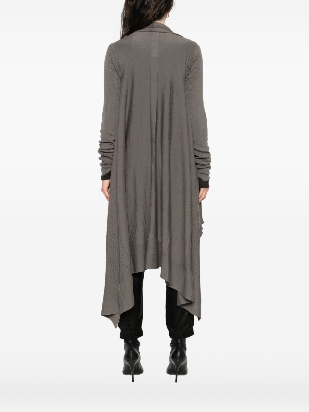 ribbed asymmetric wool coat - 4