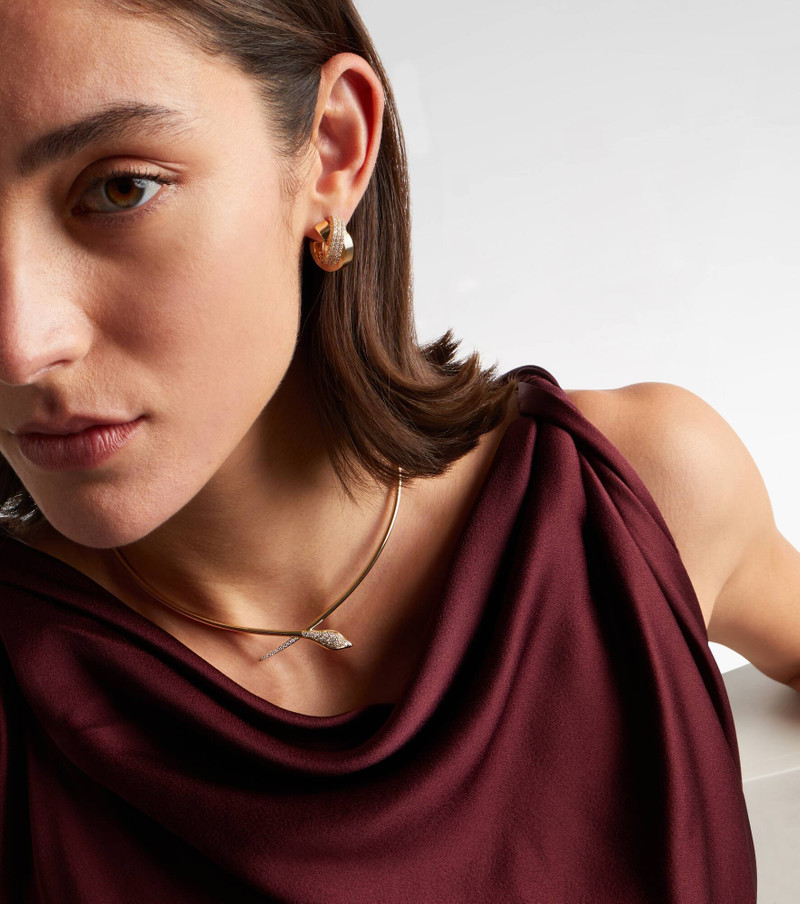 SYDNEY EVAN Snake 14kt gold pendant necklace with diamonds outlook