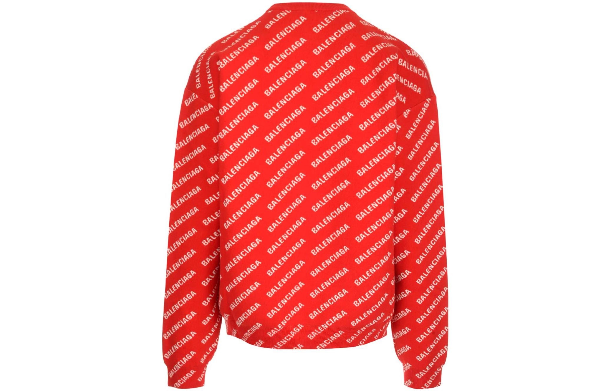 Balenciaga All Over Logo Crewneck Sweater 'Red White' 702952T32336090 - 2