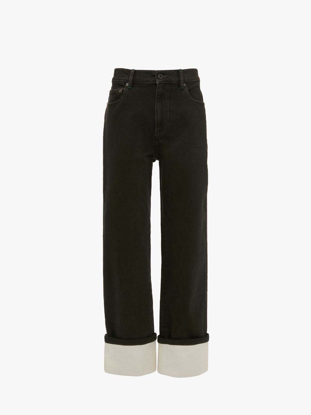 CONTRAST TURN-UP DENIM JEANS - 1