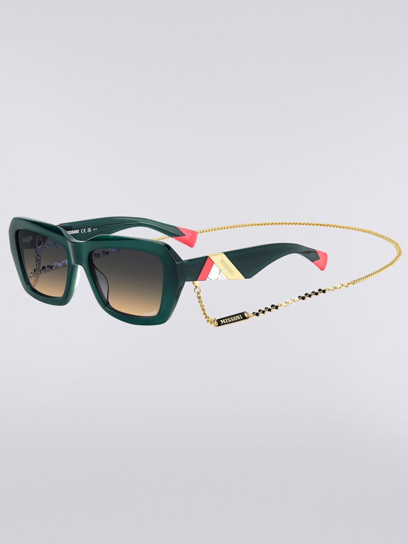 Missoni Square acetate sunglasses with a metal chain outlook