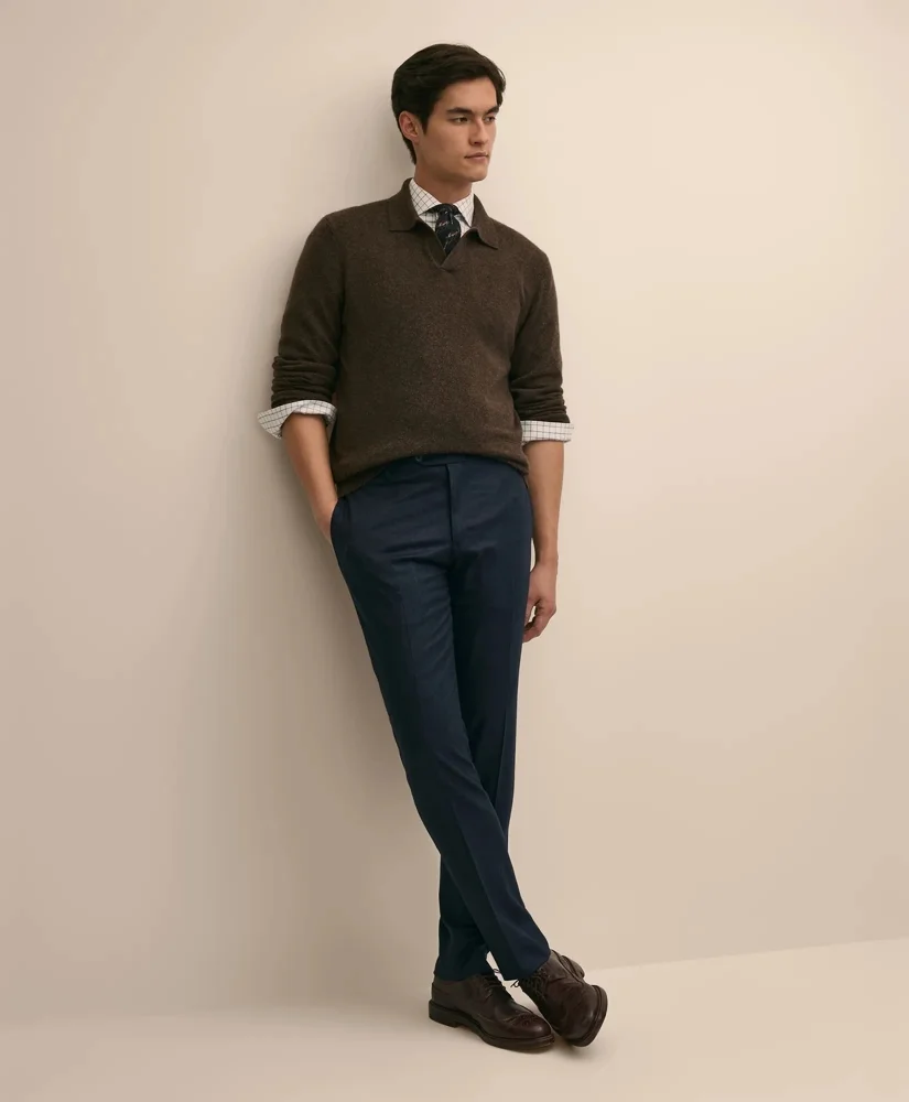Slim Fit Wool Flannel Dress Pants - 1
