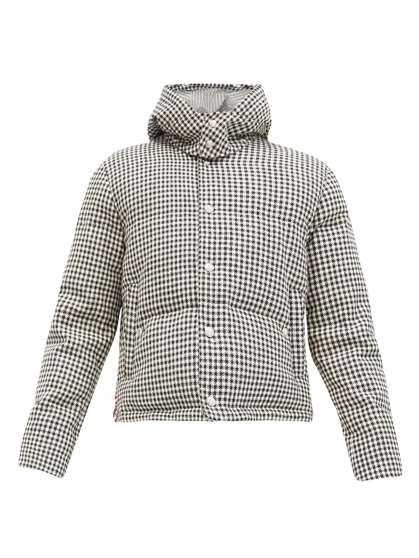 Houndstooth-check wool padded coat - 1