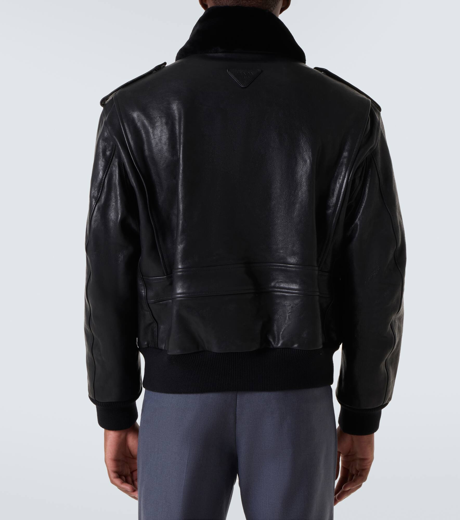 Faux fur-trimmed leather jacket - 4