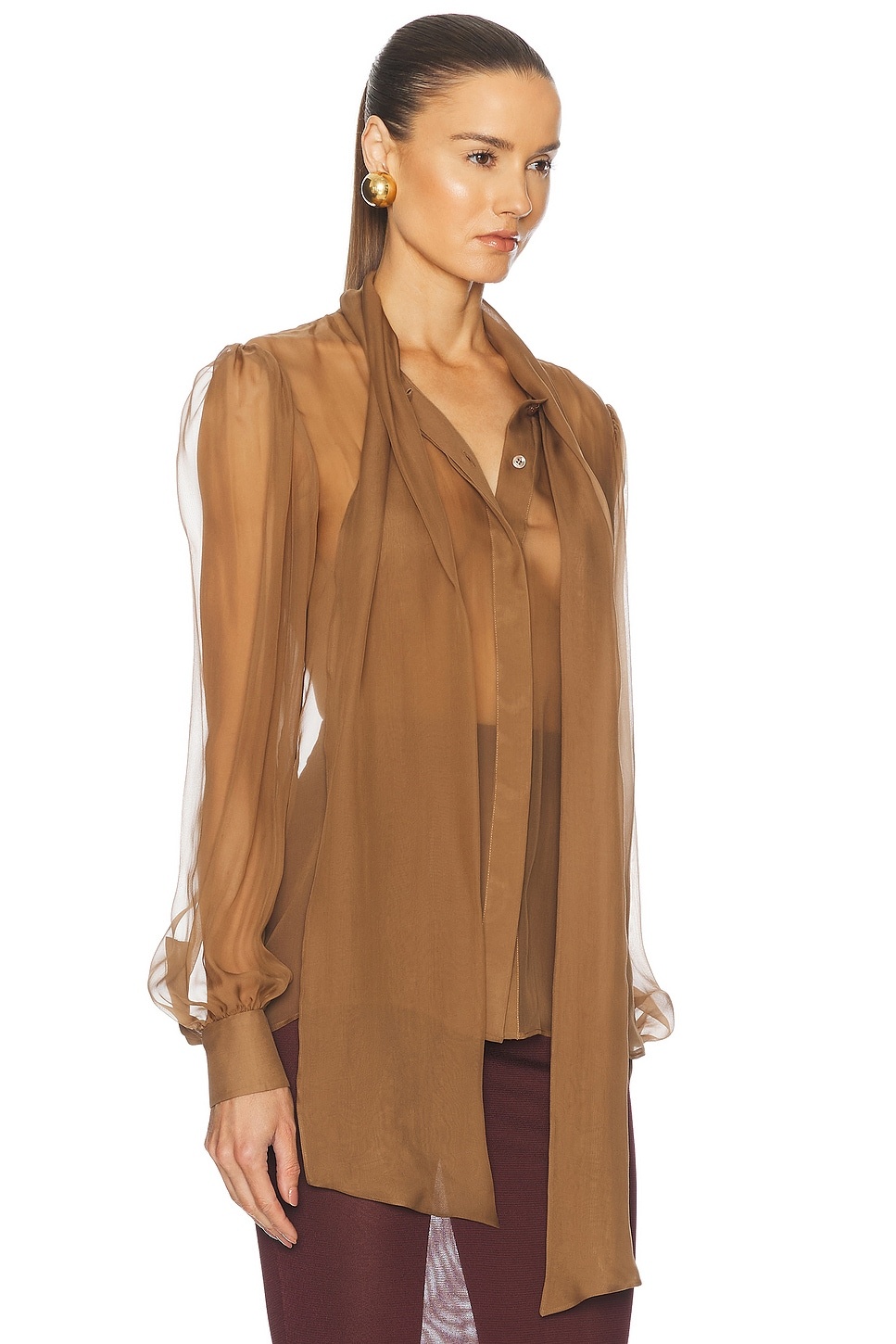 Sheer Long Sleeve Blouse - 2