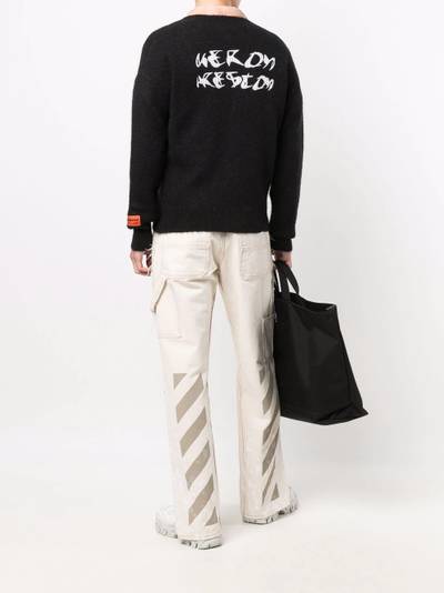 Heron Preston logo printed brushed cardigan outlook