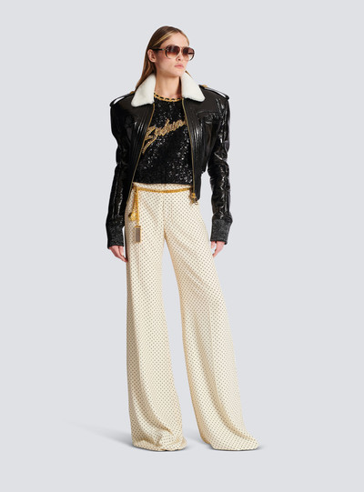 Balmain Printed silk wide-leg trousers outlook