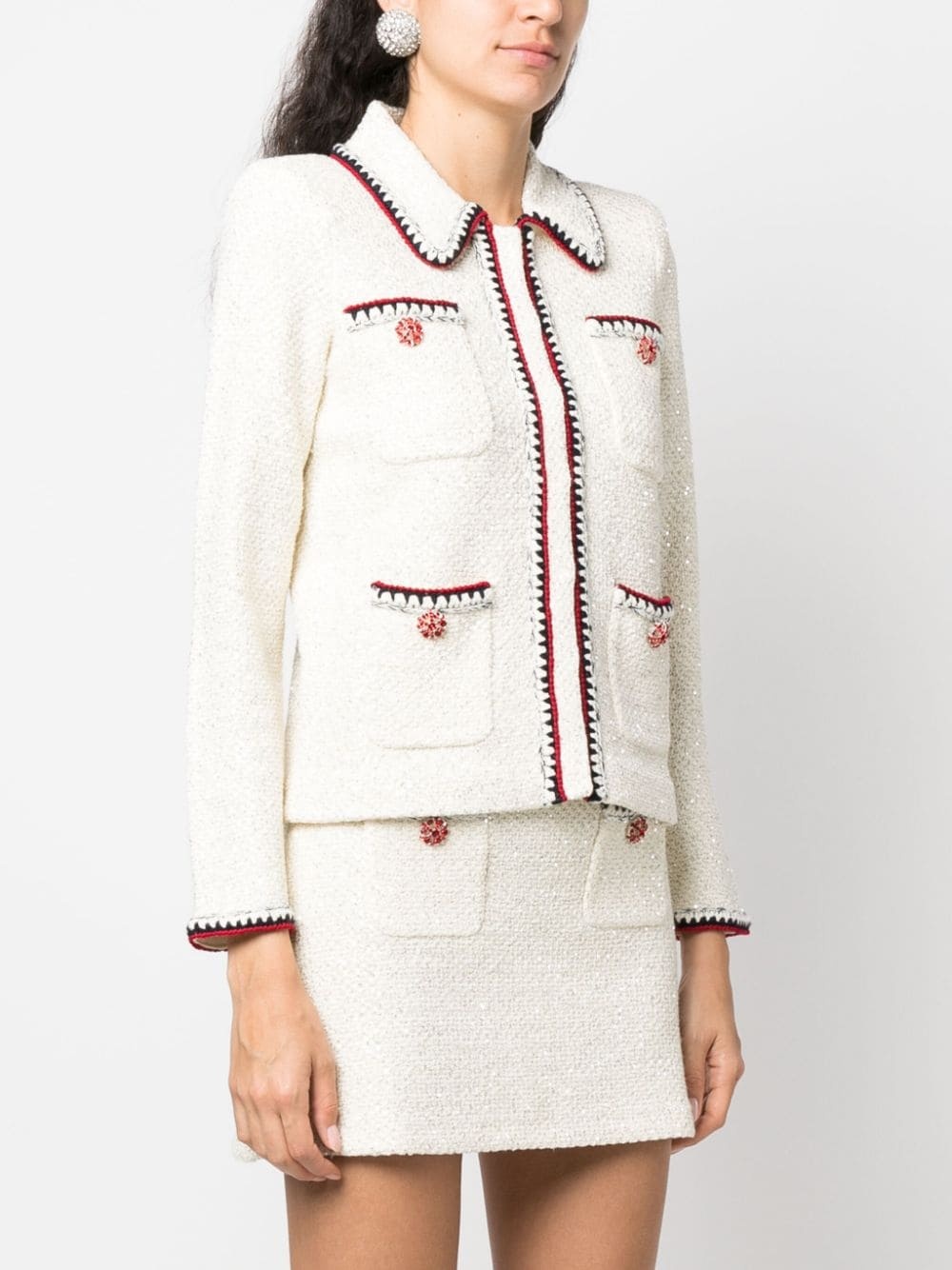 sequin-embellished knitted jacket - 3