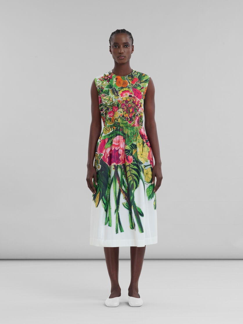 WHITE POPLIN SKIRT WITH MYSTICAL BLOOM PRINT - 2