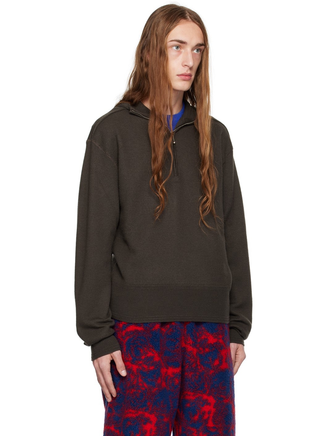 Khaki Half-Zip Hoodie - 2