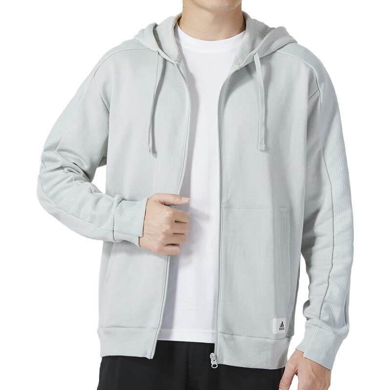 adidas Lounge French Terry Full Zip Parka Jackets 'White' IQ3425 - 3