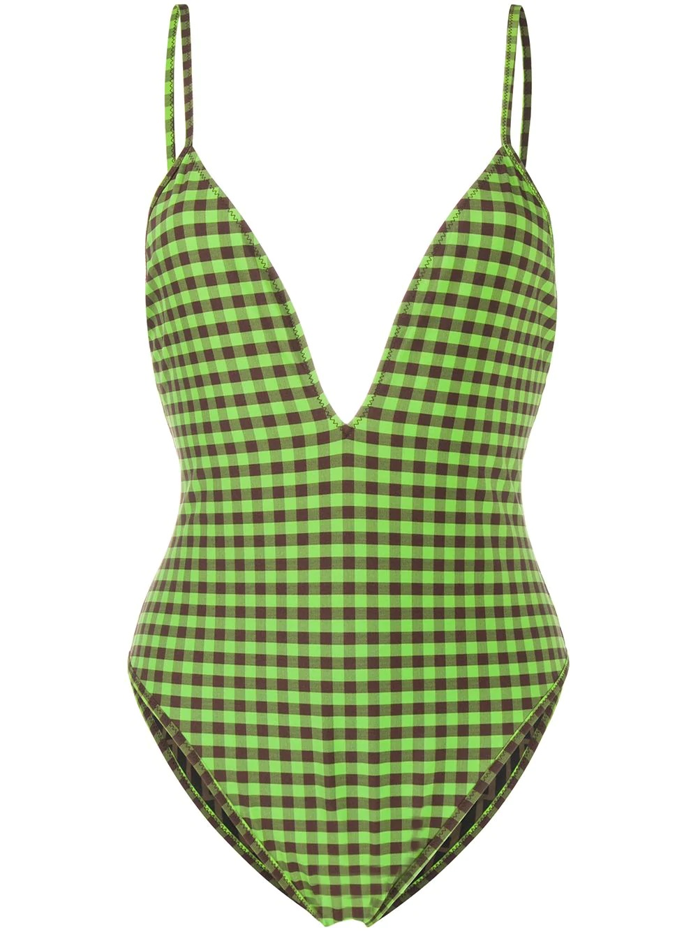 gingham-print swimsuit - 1