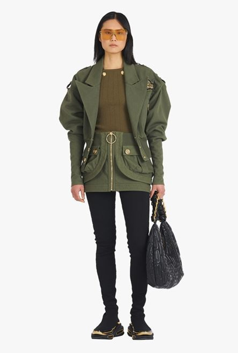 Balmain Short khaki denim low-rise skirt outlook