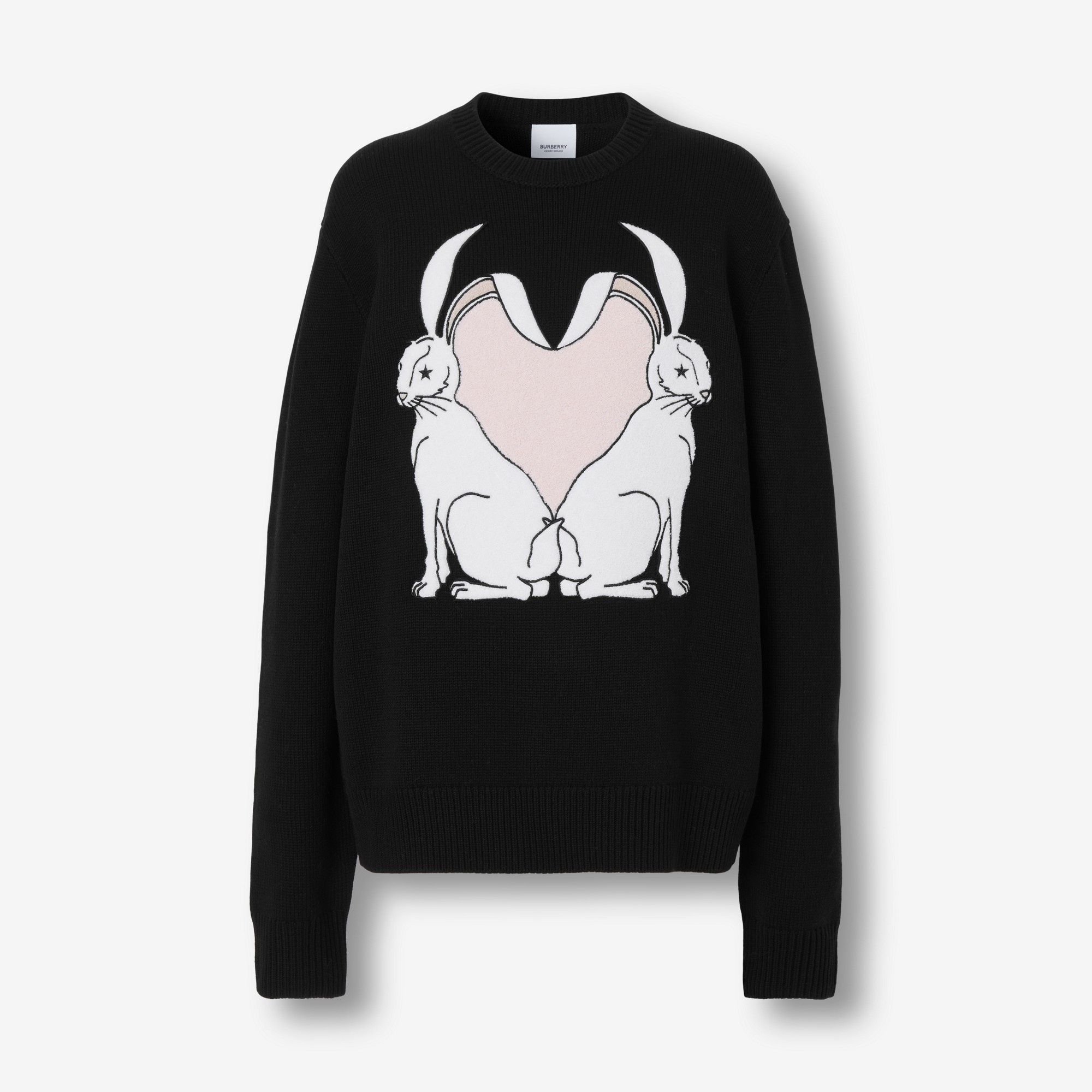 Rabbit Intarsia Wool Oversized Sweater - 1