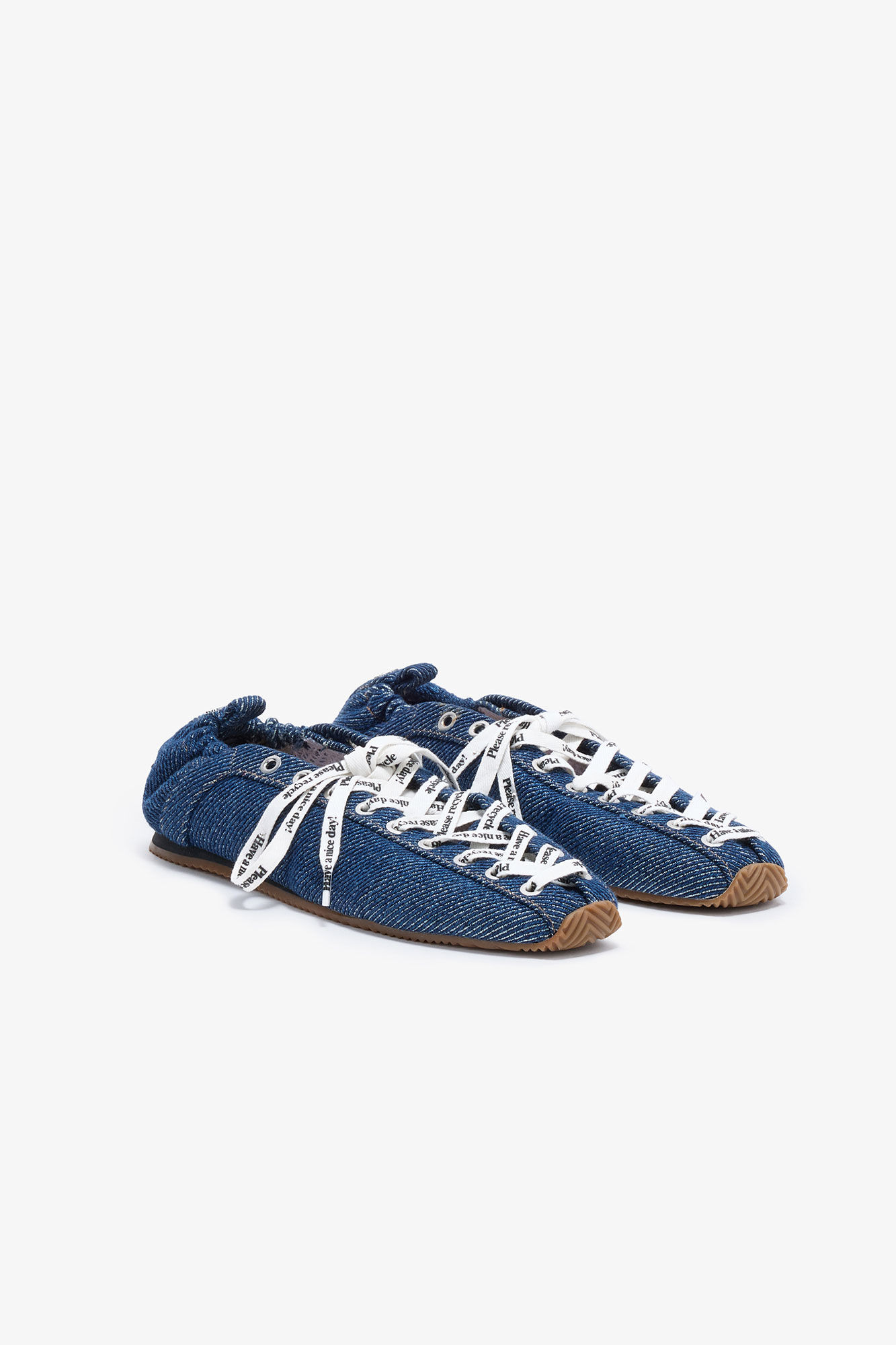 LACE UP SPORTY BALLERINA IN DENIM - 2