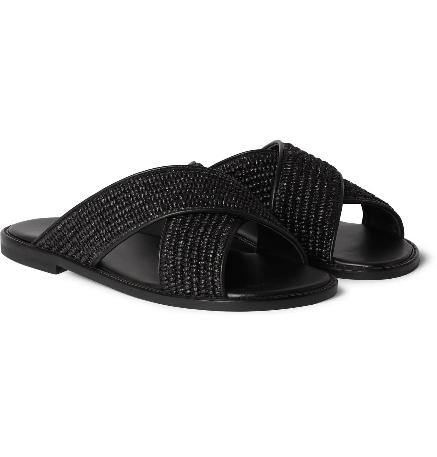 Otawi Woven Raffia and Leather Sandals - 7