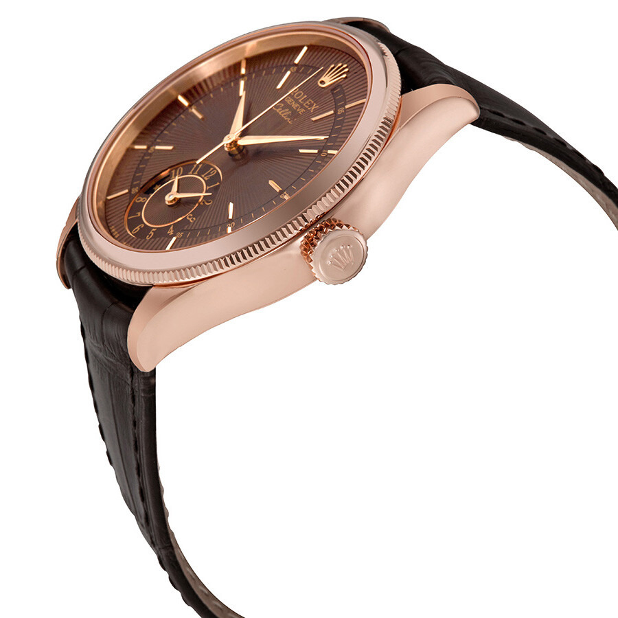 Rolex Cellini Brown Guilloche Dial Automatic Men's 18K Everose Gold Leather Watch 50525BRSBRL - 2