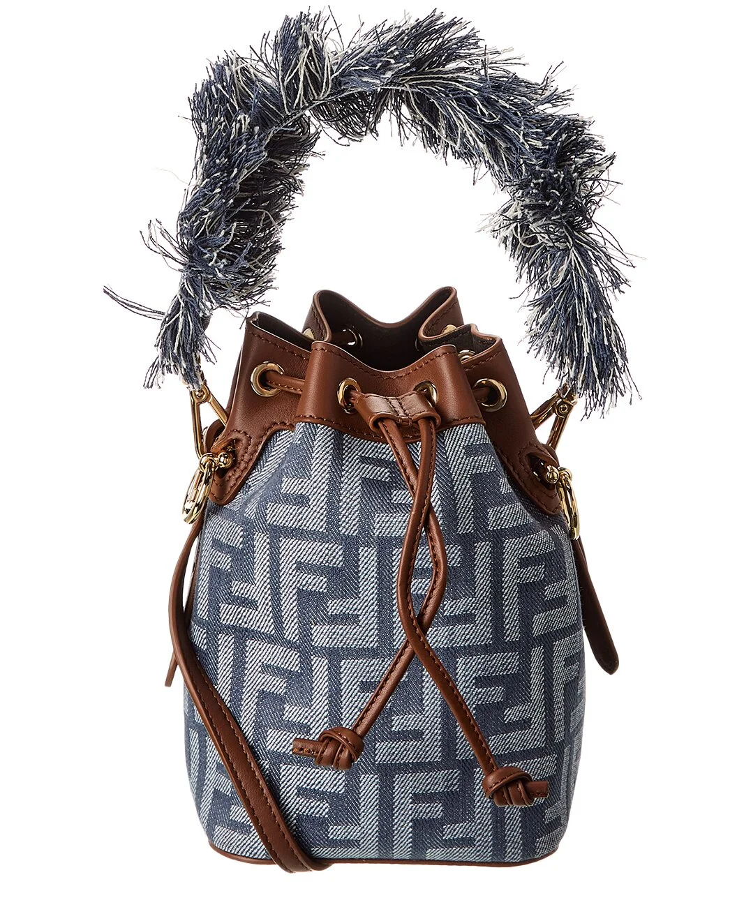 FENDI Mon Tresor Mini FF Denim & Leather Bucket Bag - 1